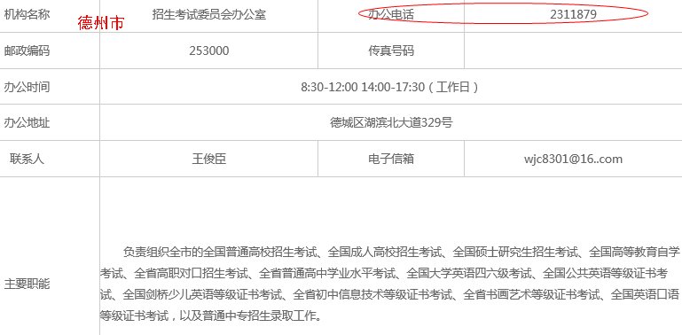 德州市经济开发区招生办的电话