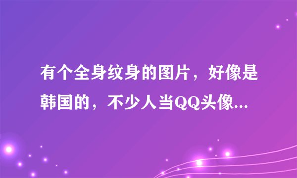 有个全身纹身的图片，好像是韩国的，不少人当QQ头像，我想知道那是什么纹身