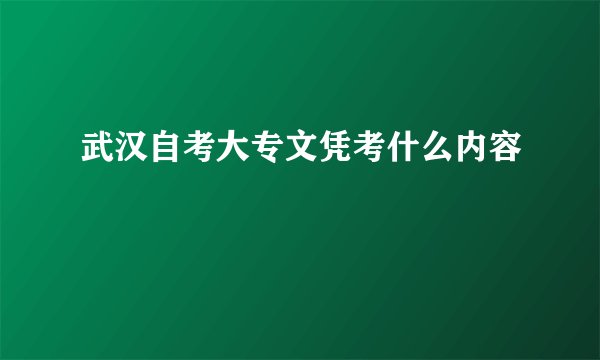 武汉自考大专文凭考什么内容