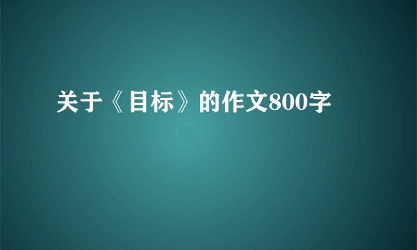 关于《目标》的作文800字