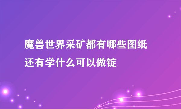 魔兽世界采矿都有哪些图纸 还有学什么可以做锭
