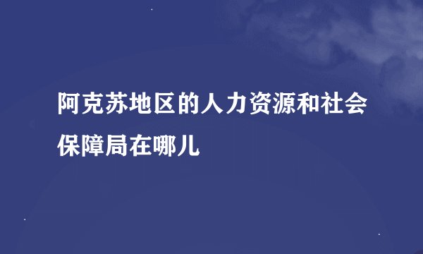 阿克苏地区的人力资源和社会保障局在哪儿