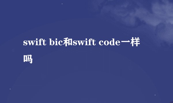 swift bic和swift code一样吗