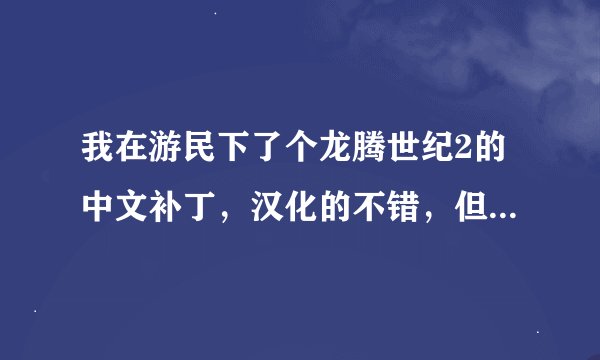 我在游民下了个龙腾世纪2的中文补丁，汉化的不错，但是只有界面，没有对白啊，谁给一个有中文字幕的补丁！