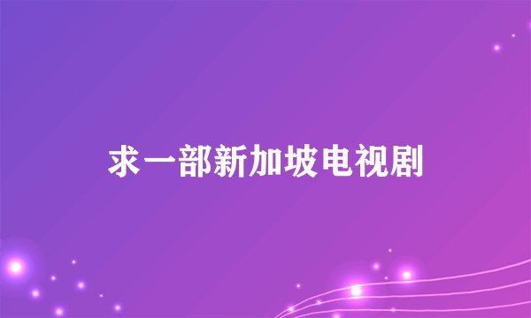 求一部新加坡电视剧