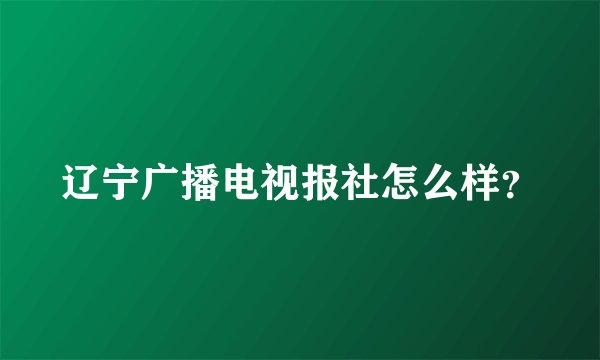 辽宁广播电视报社怎么样？