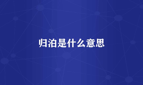 归泊是什么意思