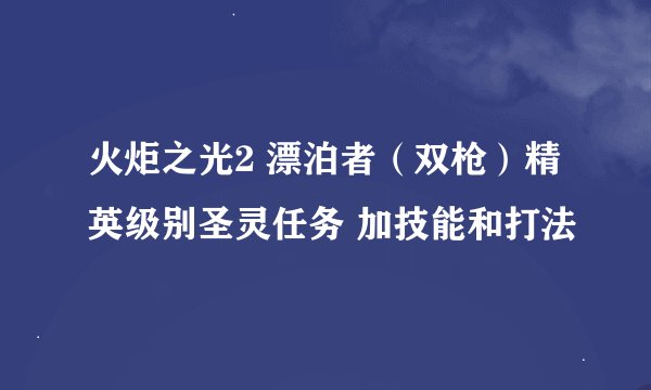 火炬之光2 漂泊者（双枪）精英级别圣灵任务 加技能和打法