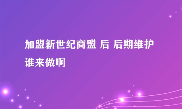 加盟新世纪商盟 后 后期维护 谁来做啊
