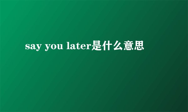 say you later是什么意思
