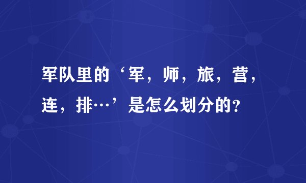 军队里的‘军，师，旅，营，连，排…’是怎么划分的？