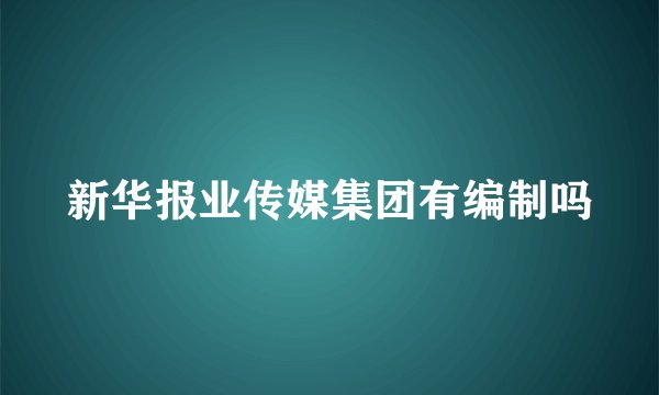新华报业传媒集团有编制吗