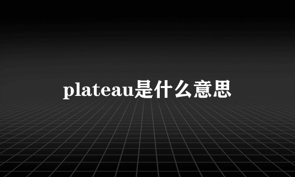 plateau是什么意思