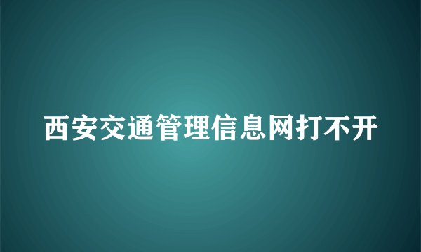 西安交通管理信息网打不开