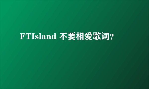 FTIsland 不要相爱歌词？
