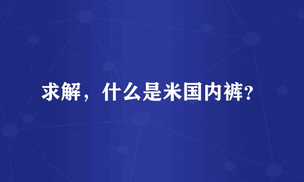 求解，什么是米国内裤？