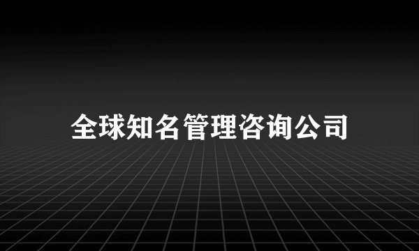 全球知名管理咨询公司