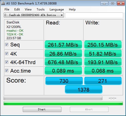 固态硬盘 as ssd benchmark多少分正常？
