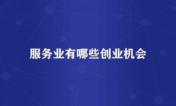服务业有哪些创业机会