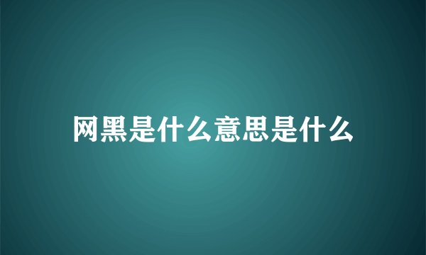 网黑是什么意思是什么