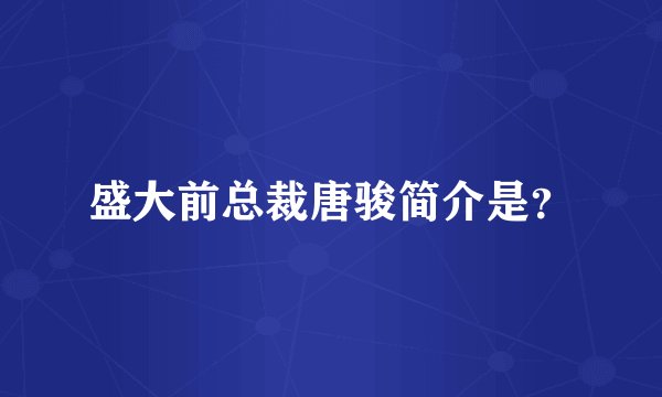 盛大前总裁唐骏简介是？