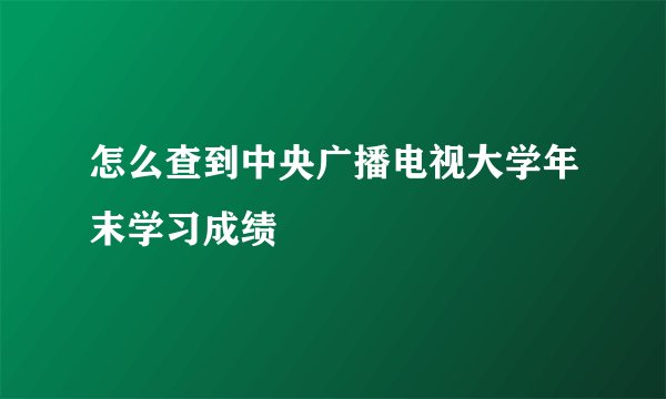 怎么查到中央广播电视大学年末学习成绩