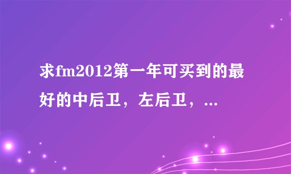 求fm2012第一年可买到的最好的中后卫，左后卫，右后卫；我用曼城，同时致力于本土化，请给出一个英格