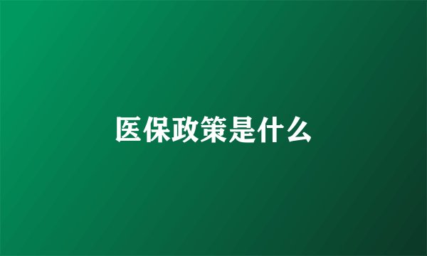 医保政策是什么
