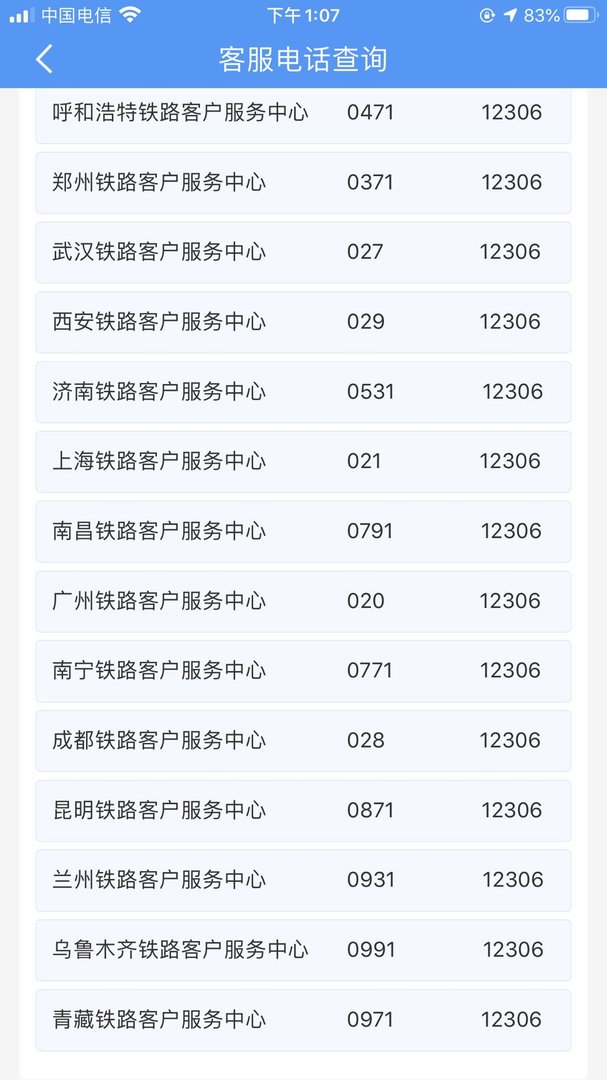 火车客服12306 客服电话