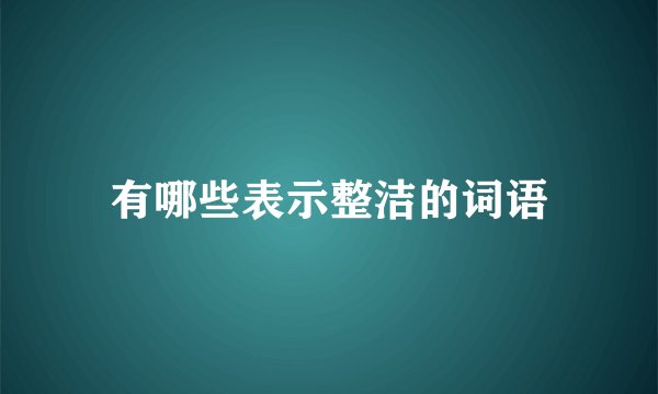 有哪些表示整洁的词语
