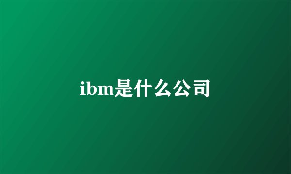 ibm是什么公司