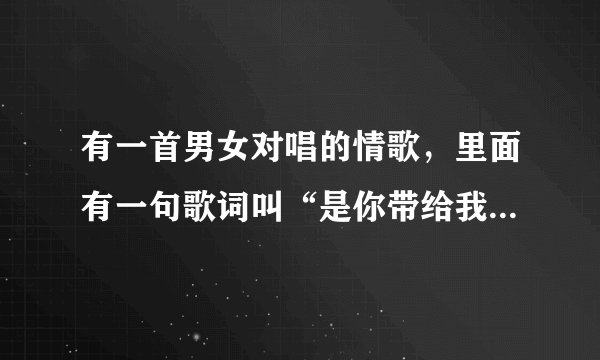 有一首男女对唱的情歌，里面有一句歌词叫“是你带给我的伤心”，是什么歌？