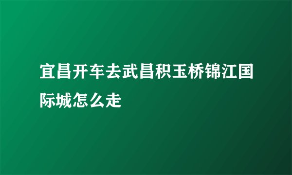 宜昌开车去武昌积玉桥锦江国际城怎么走