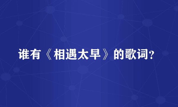 谁有《相遇太早》的歌词？