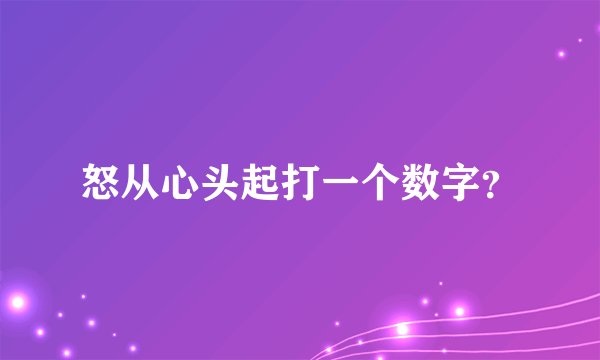 怒从心头起打一个数字？