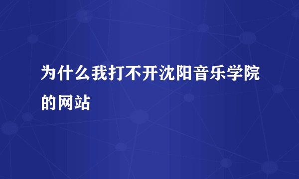 为什么我打不开沈阳音乐学院的网站