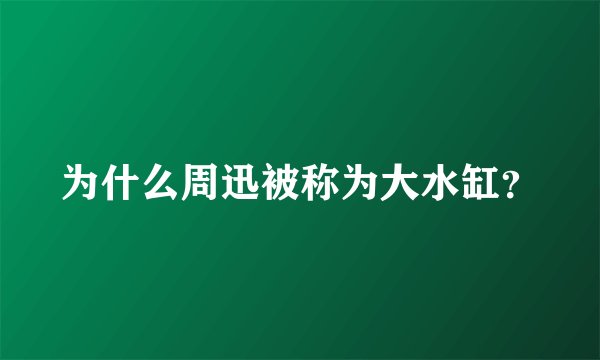 为什么周迅被称为大水缸？