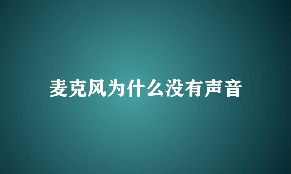 麦克风为什么没有声音