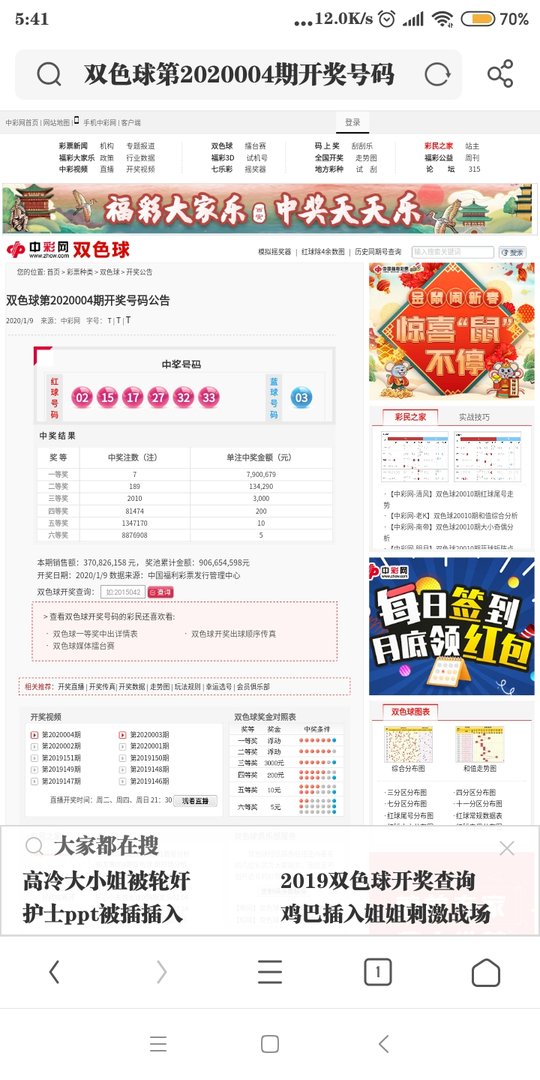 双色球2020004期结果？