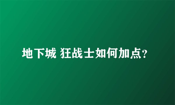 地下城 狂战士如何加点？