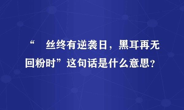 “屌丝终有逆袭日，黑耳再无回粉时”这句话是什么意思？