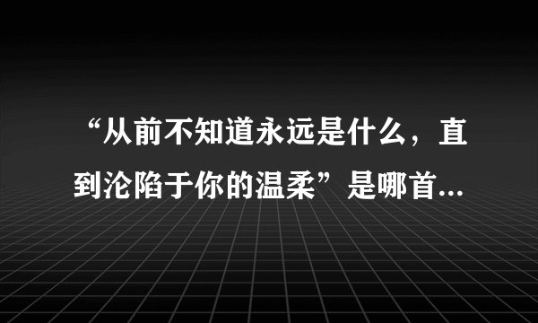 “从前不知道永远是什么,直到沦陷于你的温柔”是哪首歌的歌词?