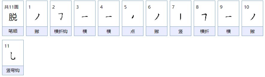 脱的拼音和组词怎么写?