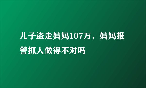 儿子盗走妈妈107万，妈妈报警抓人做得不对吗