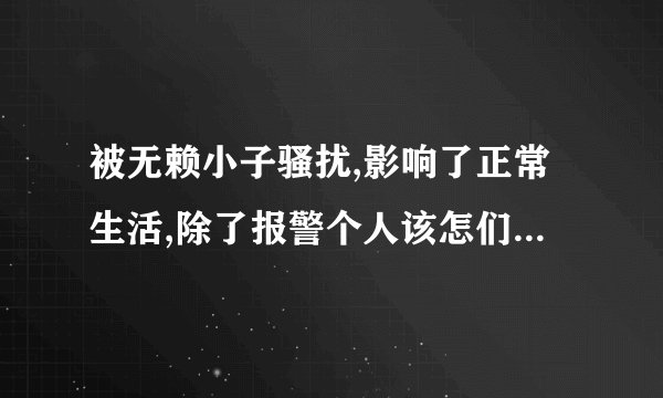 被无赖小子骚扰,影响了正常生活,除了报警个人该怎们办!!能不违法又能制止他们这种行为