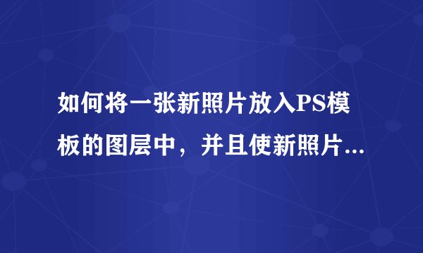 如何将一张新照片放入PS模板的图层中，并且使新照片与图层的大小合适？(有图片)