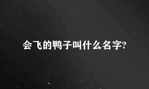 会飞的鸭子叫什么名字?