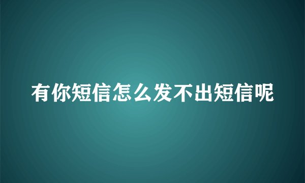 有你短信怎么发不出短信呢