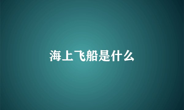 海上飞船是什么