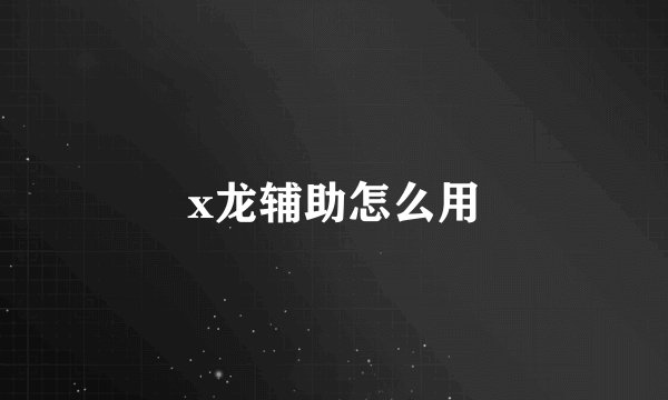 x龙辅助怎么用